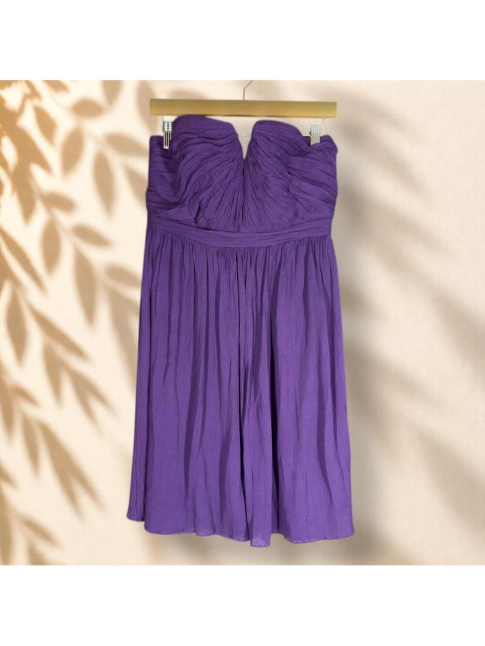 J. Crew Dress Women 10 Purple Sheath Midi Zip Lined Silk Strapless Wedding Guest